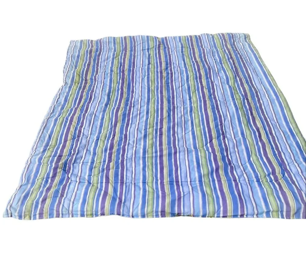 Vintage Reversible Hydrangea Floral Comforter & Vertical Stripe Cottagecore